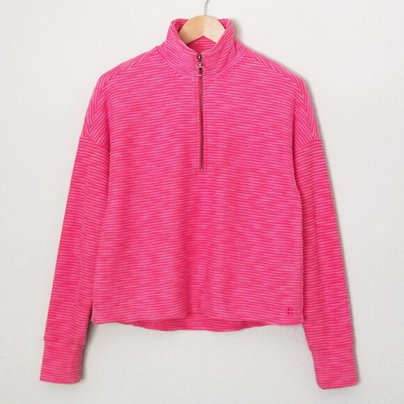Sweaty Betty Rest Up Textured Half Zip Pullover Sweatshirt Tulip Red Pink S $128 - Picture 5 of 16